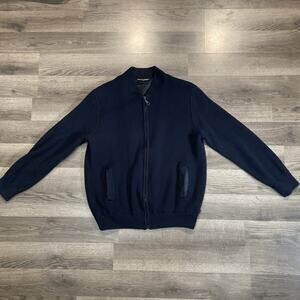 Navy & Green Zip Up Jacket Navy Blue Grandma Sweater Women’s Large